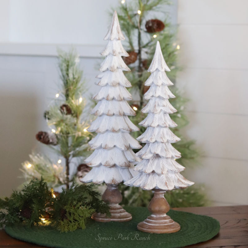 White Resin Pedestal Christmas Tree