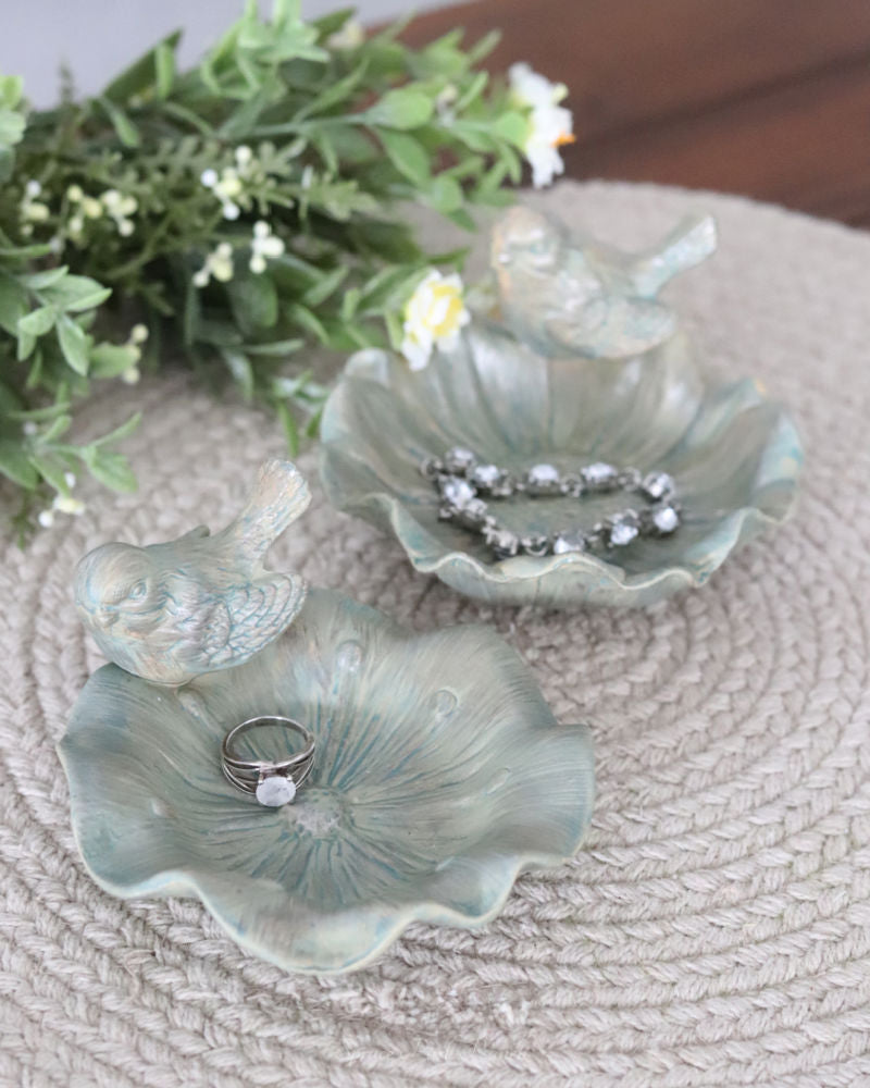 Ceramic Bird and Flower Trinket Tray