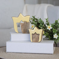 Layered Yellow Tulip Wood Block Set of 2