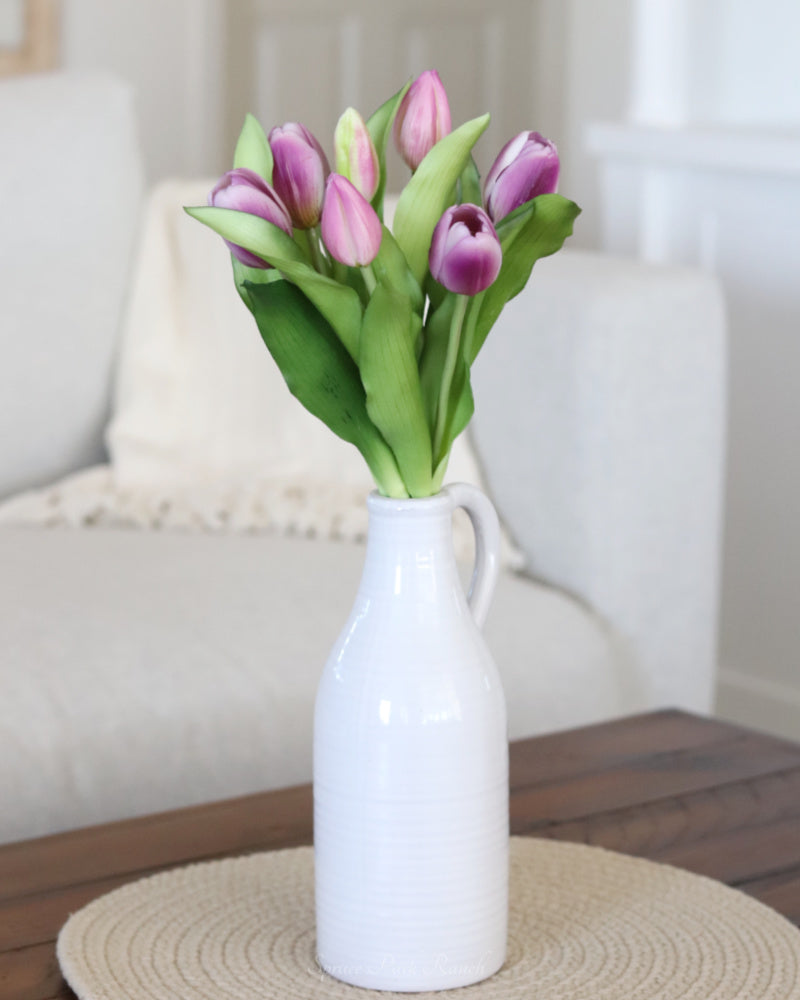 Tulip Bundle Lavender Flower and Bud Real Touch 12"