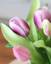 Tulip Bundle Lavender Flower and Bud Real Touch 12"