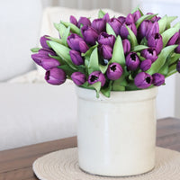 Tulip Bundle Purple Flower and Bud Real Touch 12"