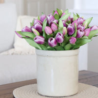 Tulip Bundle Lavender Flower and Bud Real Touch 12"