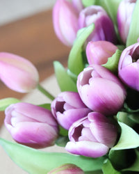 Tulip Bundle Lavender Flower and Bud Real Touch 12"