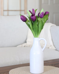 Tulip Bundle Purple Flower and Bud Real Touch 12"