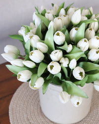 Tulip Bundle White Flower and Bud Real Touch 12"