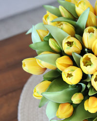 Tulip Bundle Yellow Flower and Bud Real Touch 12"