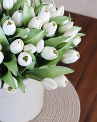 Tulip Bundle White Flower and Bud Real Touch 12"