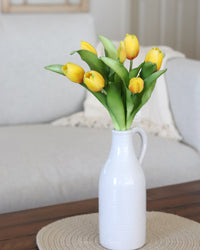 Tulip Bundle Yellow Flower and Bud Real Touch 12"