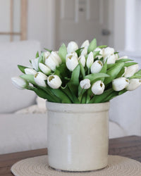 Tulip Bundle White Flower and Bud Real Touch 12"