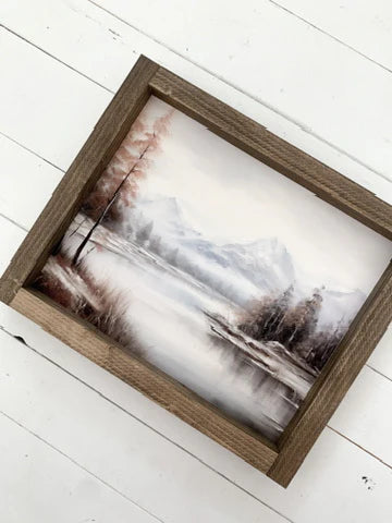 Winter Mountain Vintage Print