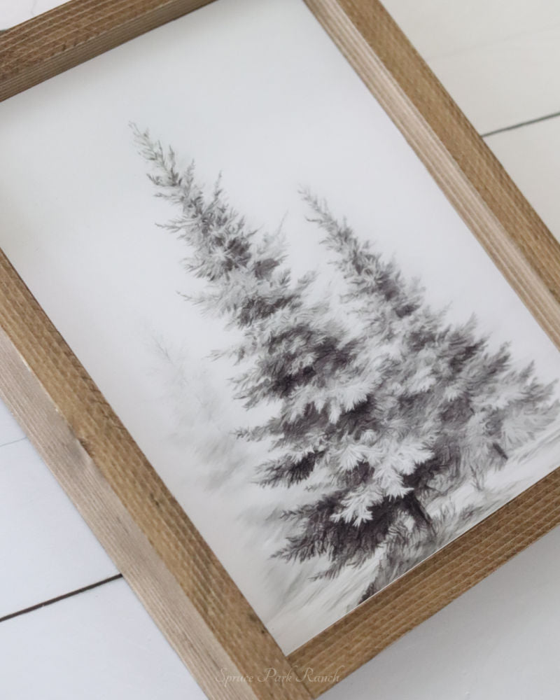 Winter Tree Vintage Print