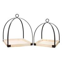 Distressed Wood Bottom and Metal Open Lantern Square