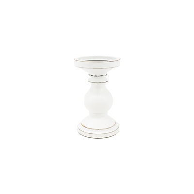 Mango Wood Candle Holder White