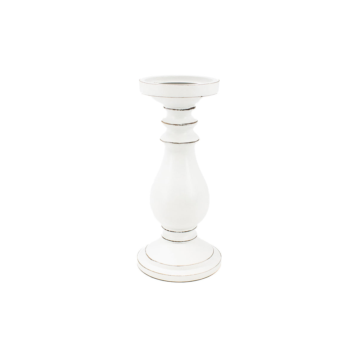 Mango Wood Candle Holder White