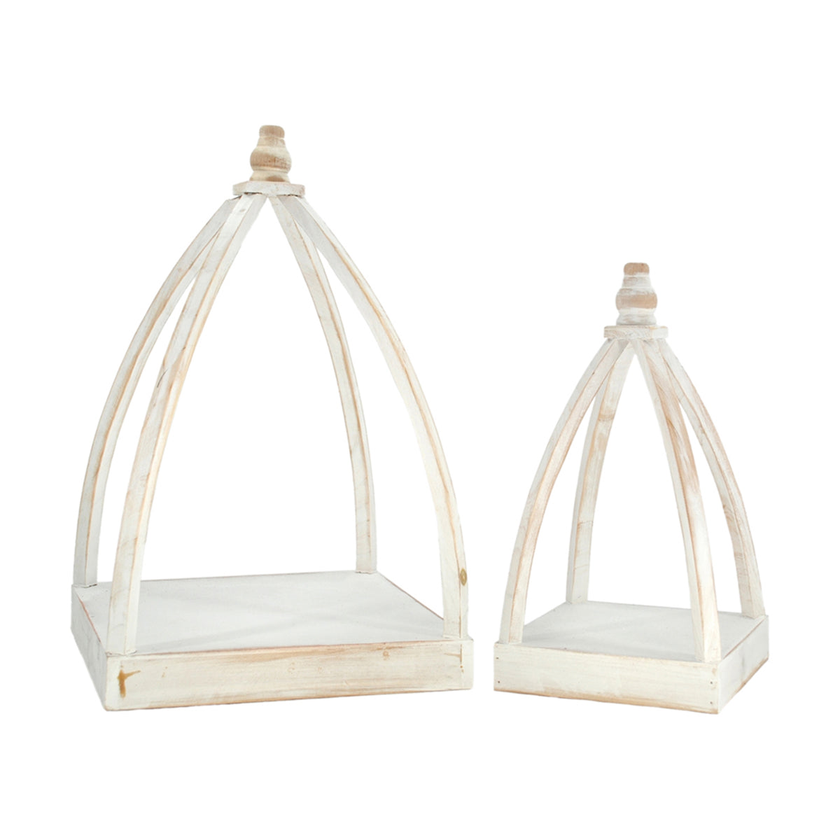 White Pyramid Open Wood Lantern