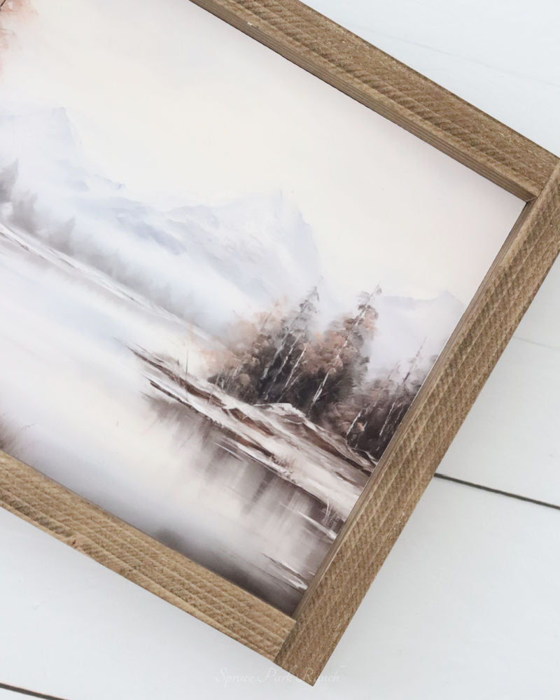 Winter Mountain Vintage Print