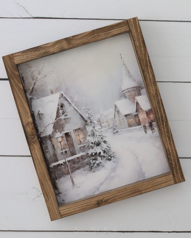 Winter Village Vintage Print