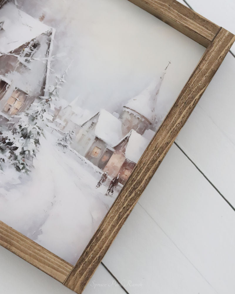 Winter Village Vintage Print