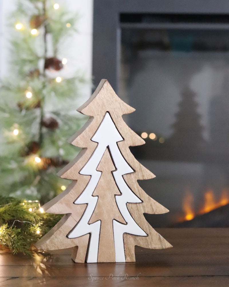 Mango Wood Enamel Layered Tree Cutout