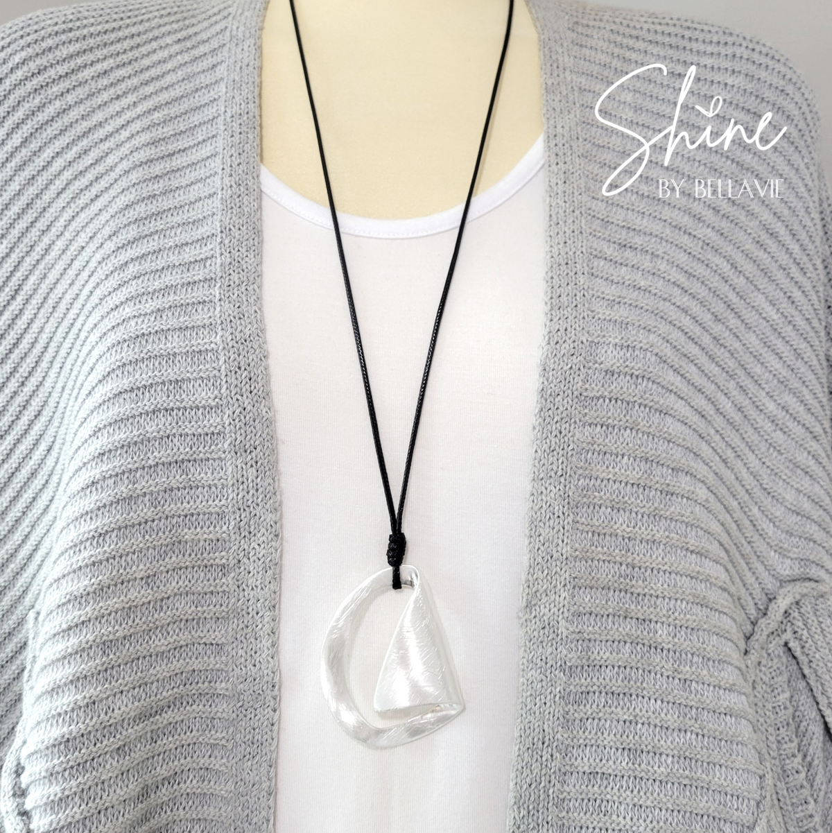 Bowie Brushed Silver Long Necklace