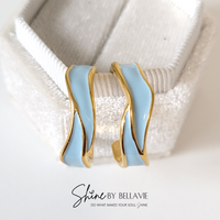 Cielo Aqua/Gold Hoop Earrings