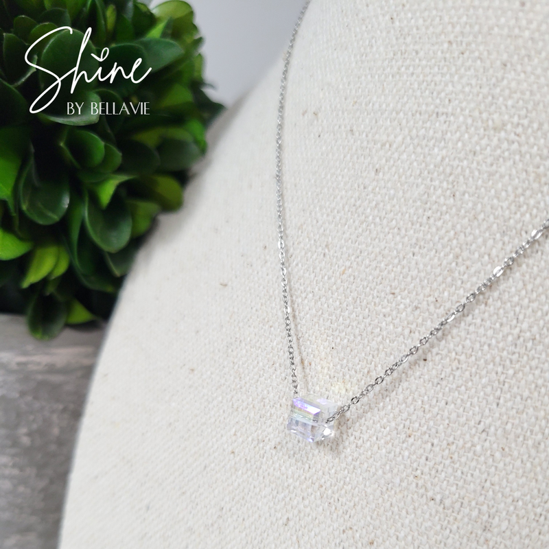 Cube Crystal Pendant Necklace