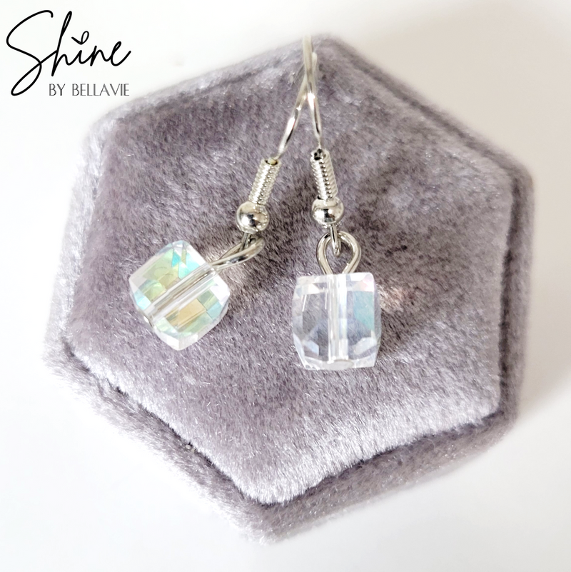 Cube Crystal Drop Earrings