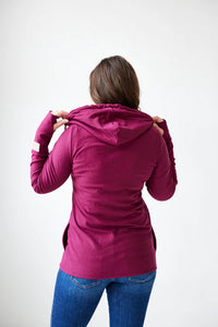 Merlot With Rose Gold Hoodie Quarter Zip