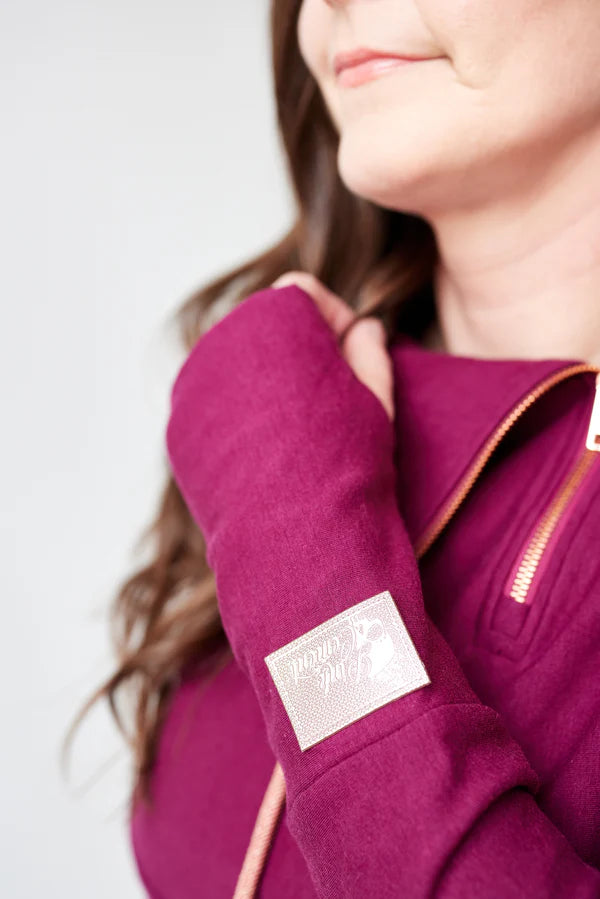 Merlot With Rose Gold Hoodie Quarter Zip