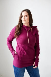 Merlot With Rose Gold Hoodie Quarter Zip