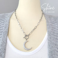 Luna Crescent Moon Paperclip Necklace