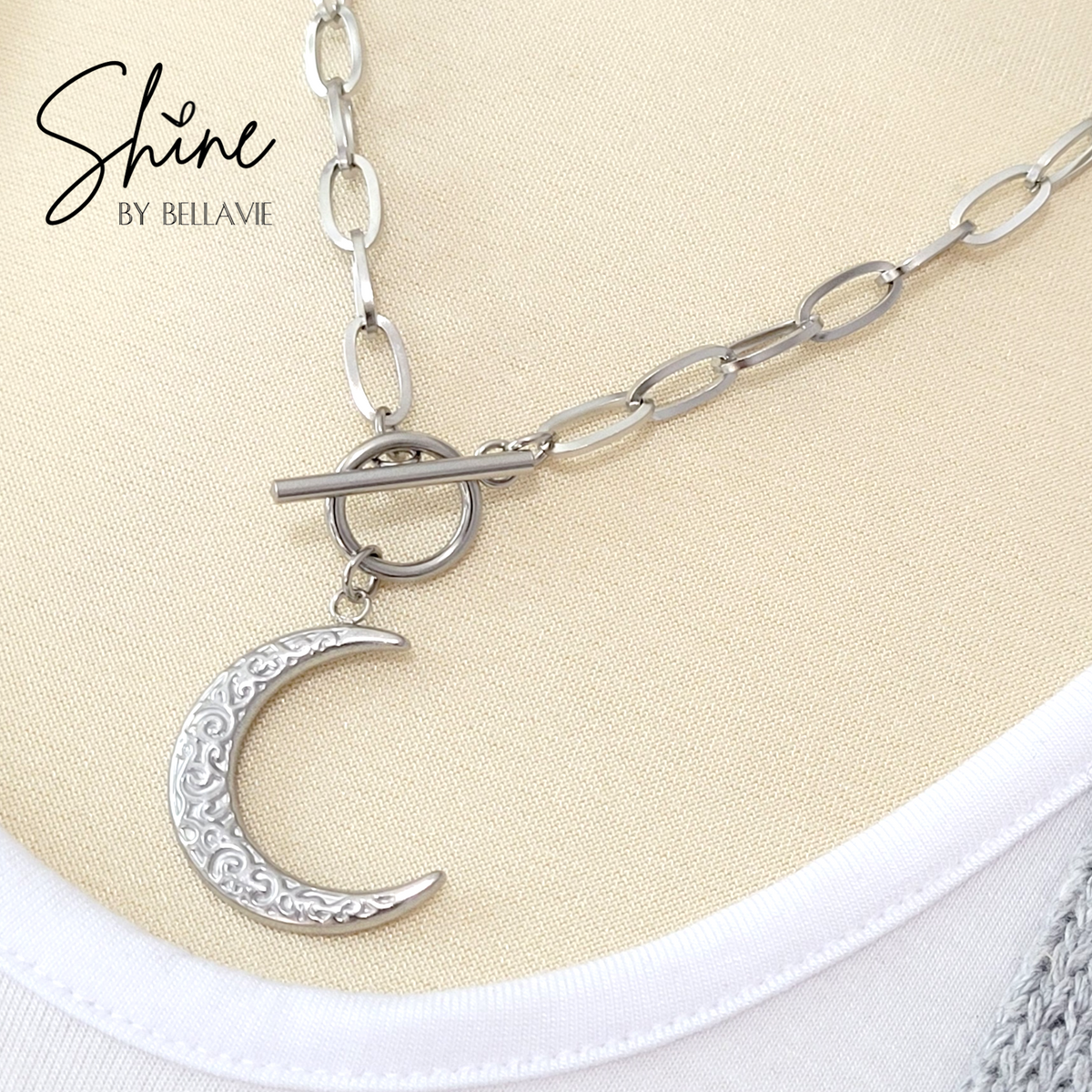 Luna Crescent Moon Paperclip Necklace