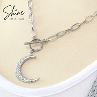 Luna Crescent Moon Paperclip Necklace