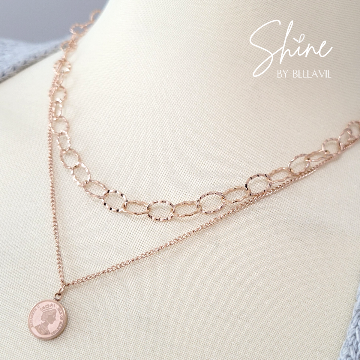 Siena Rose Gold Layered Coin Necklace