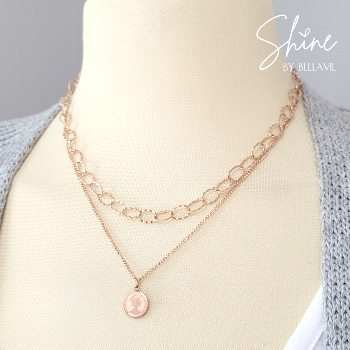 Siena Rose Gold Layered Coin Necklace