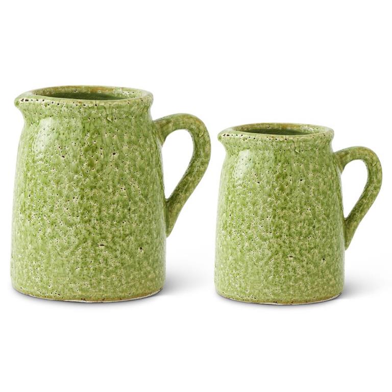 Distressed Green Ceramic Crackle Jug