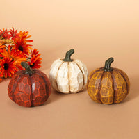 Wood Look Resin Pumpkin Round