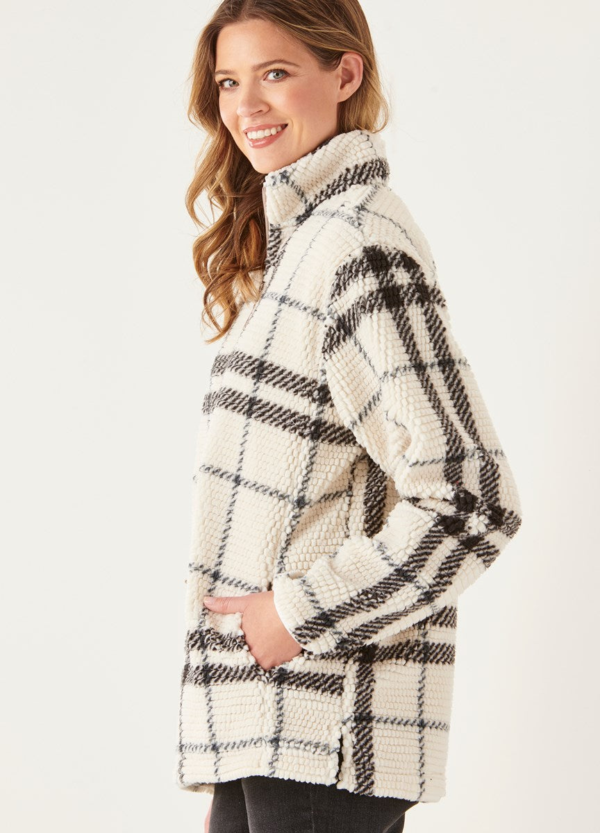 Plaid Sherpa Half Zip Pullover