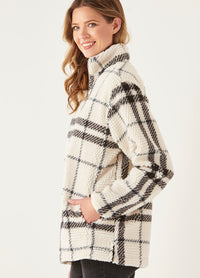 Plaid Sherpa Half Zip Pullover