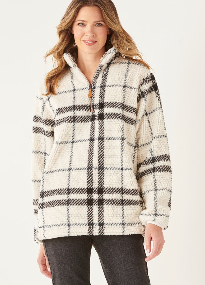 Plaid Sherpa Half Zip Pullover