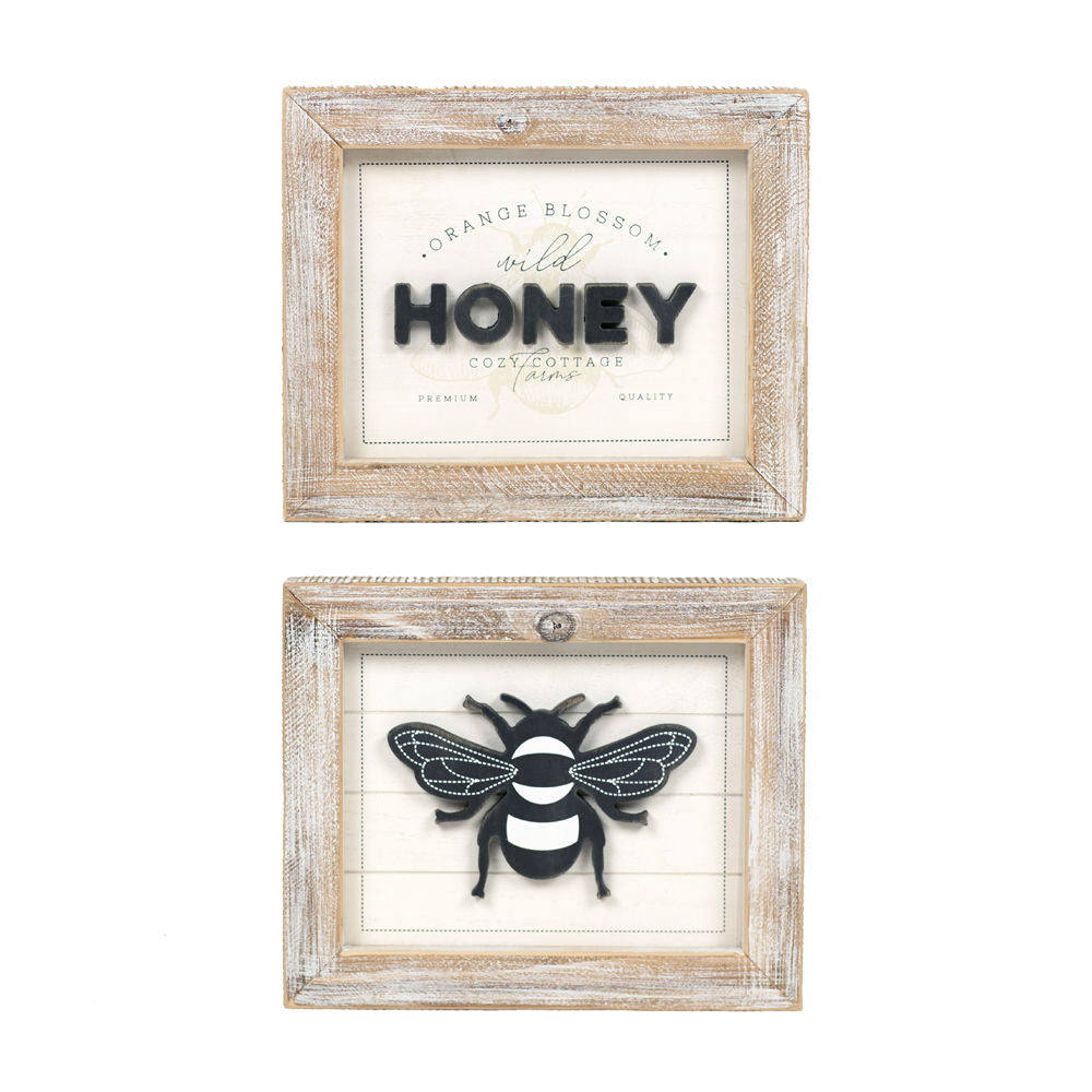 Reversible Honey and Bee Wood Sign