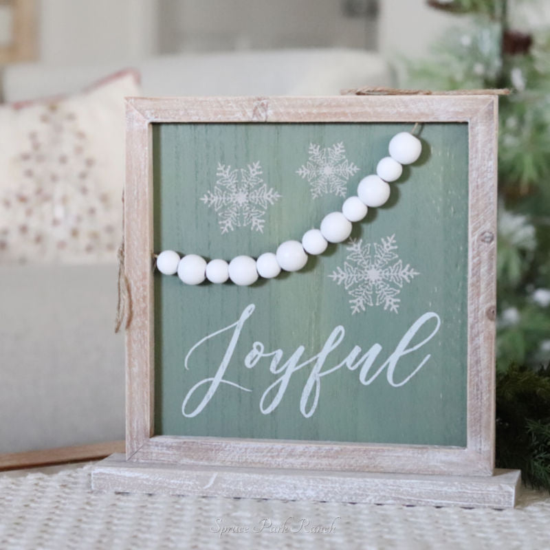 Rustic Christmas Frame With Wood Beads