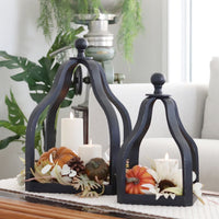 Black Wood Open Lantern