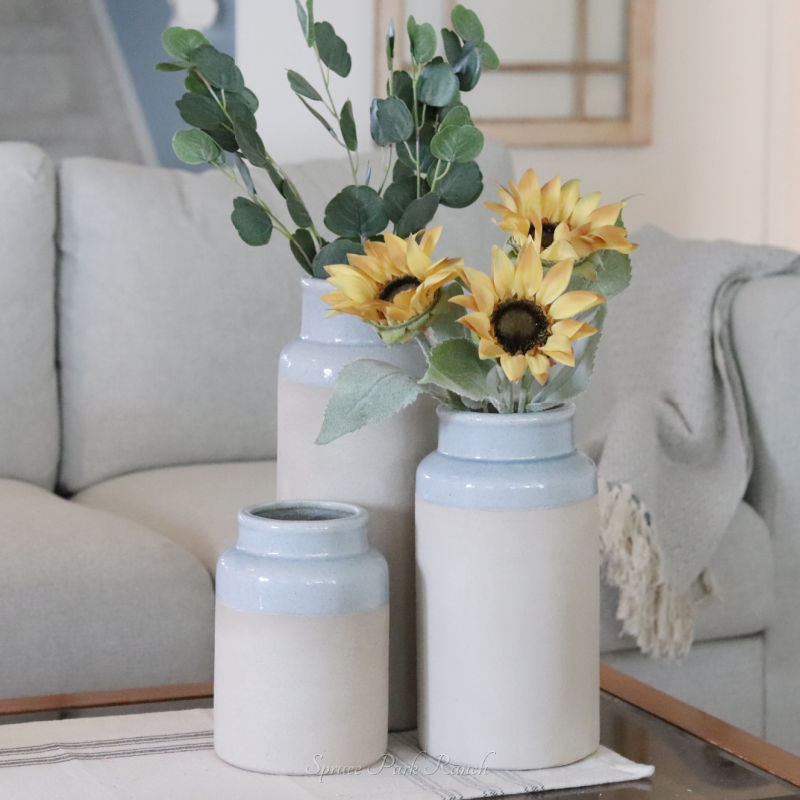 Natural and Light Blue Glazed Vase