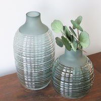 Frosted Sage Ribbed Vase