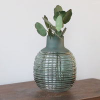 Frosted Sage Ribbed Vase