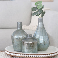 Antique Matte Blue Glass Bottle Vases