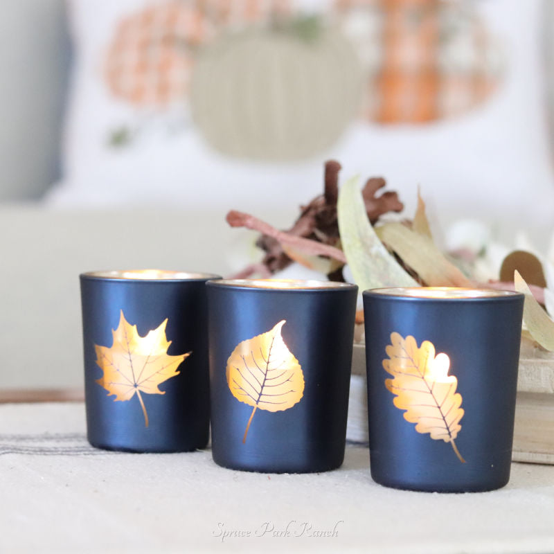 Gold Leaf Votive Holder Set