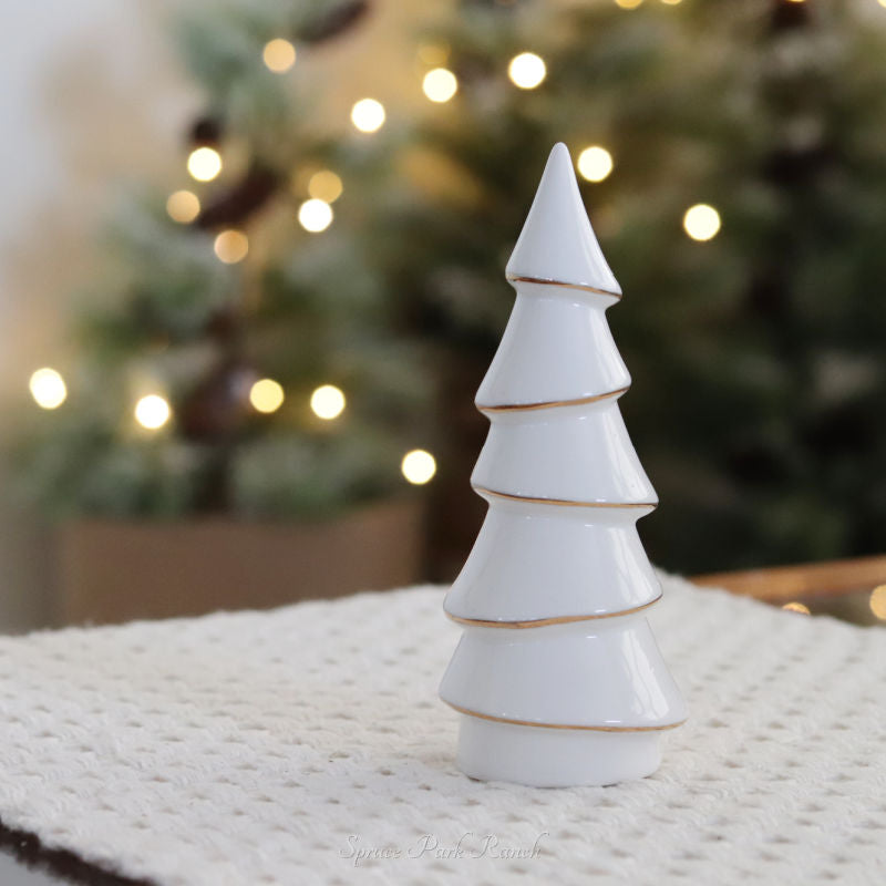 Gold Rim White Ceramic Tree